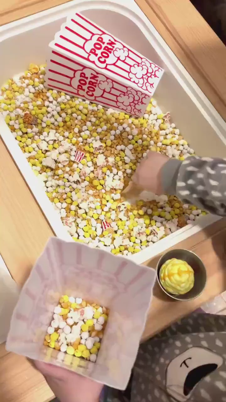 Popcorn Sensory Filler Mix | Movie Night Sensory Bin | Realistic Popcorn Loose Parts | Scooping & Pouring Play | Carnival Play | Circus Fun