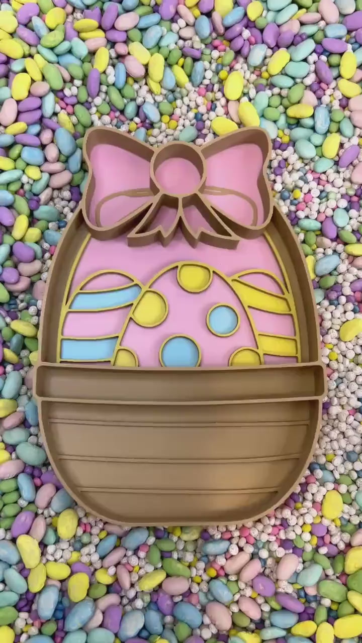 Easter Basket Sensory Tray | 3D Printed Easter Trinket Tray | Pastel Sensory Bin Tool | Montessori Sensory Play | Flisat Table Accessory