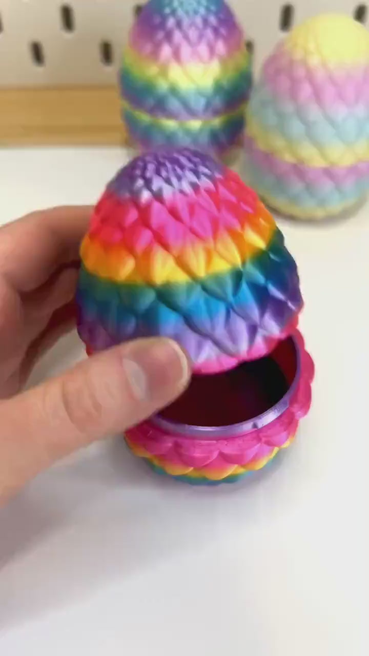 3D Printed Easter Egg | Rainbow Trinket Container | Bunny Articulated Figurine | Small World Play | Chick Fidget Toy | Easter Basket  Gift