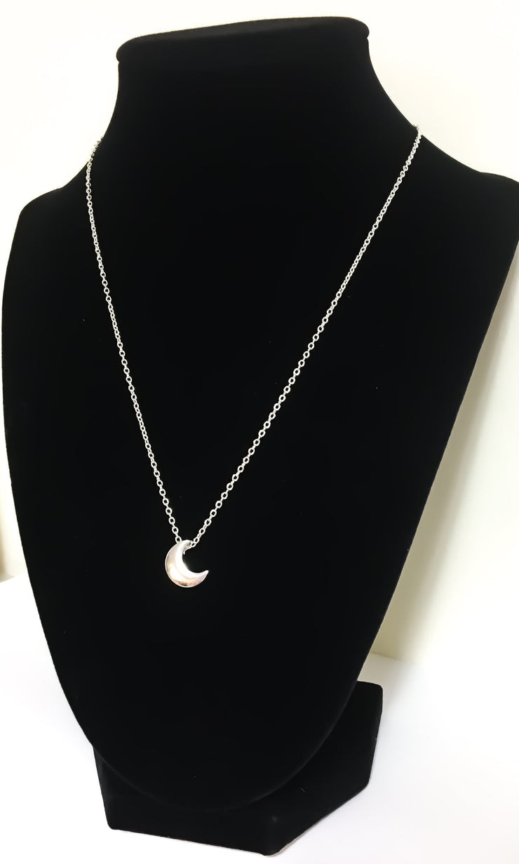 Crescent Moon Necklace, Lunar, Gold, Silver