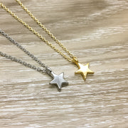 Tiny Star Necklace, Silver, Gold