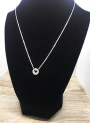 Circle with Heart-Shaped Hole Necklace, Silver, Rose Gold, Gold
