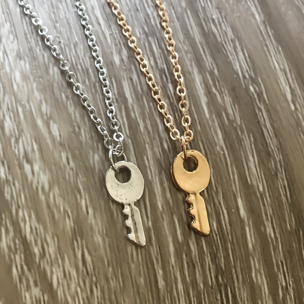 Dainty Gold Key Necklace, Key To Success Necklace, Graduation Gift Ideas, Gold Minimalist Jewelry, Simple Gold Key Necklace, Gifts For Her