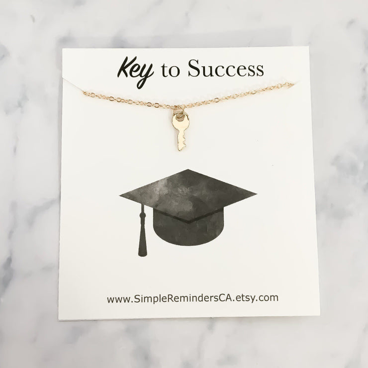 Dainty Gold Key Necklace, Key To Success Necklace, Graduation Gift Ideas, Gold Minimalist Jewelry, Simple Gold Key Necklace, Gifts For Her