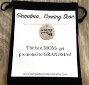 Grandma Coming Soon, Baby Coming Soon Necklace, Pregnancy Announcement Gift, Grandma Gift, Expecting Mother Necklace, New Mom Gifts, Mother