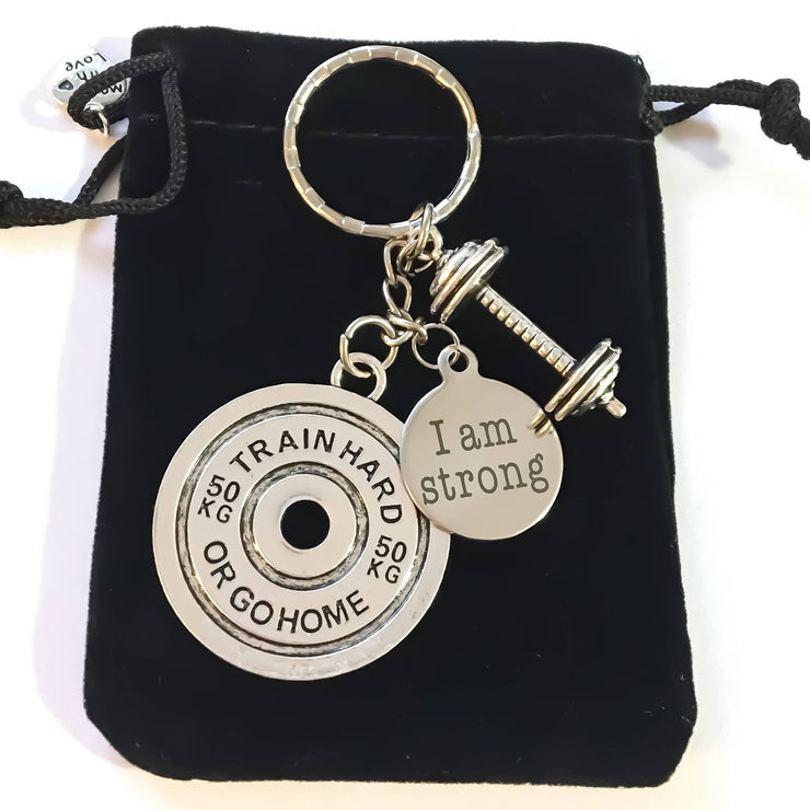 I Am Strong, 50kg Weight Plate, Fitness Keychain, Workout, Fitness Jewelry, Gift Ideas, Coach, Motivation, Gym Keychain, Bodybuilding, Gifts