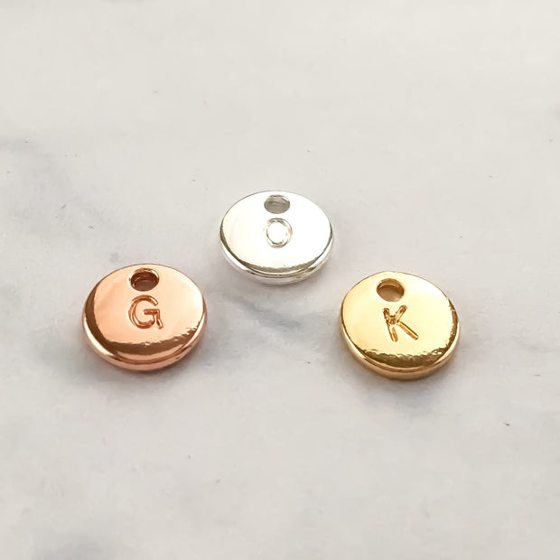 Add On Initial, Rose Gold Initial, Initial Disc Charm, Tiny Initial, Initial Disc Charms, Minimalist Jewelry, Dainty Initial Jewelry, Custom