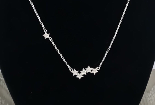 Sparkly Stars Necklace, Minimal Studded Stars Necklace, Silver Constellation Necklace, Stocking Filler for Women, Everyday Necklace