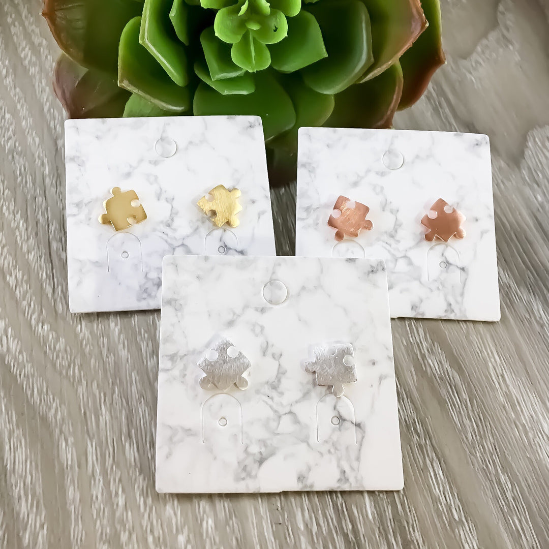 Tiny Puzzle Stud Earrings, Jigsaw Puzzle Jewelry, Autism Awareness Gift, Cute Earrings, Games Night Gift, Dainty Jewelry, Minimalist Gift