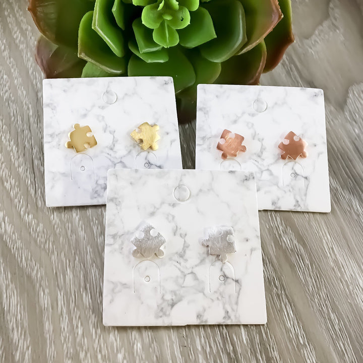 Tiny Puzzle Stud Earrings, Jigsaw Puzzle Jewelry, Autism Awareness Gift, Cute Earrings, Games Night Gift, Dainty Jewelry, Minimalist Gift