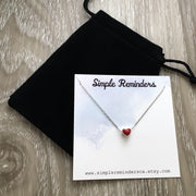 Stepdaughter Gift, Tiny Red Heart Necklace, Dainty Heart Pendant, Sterling Silver Necklace, Gift from Step Mom, Minimalist Heart Jewelry