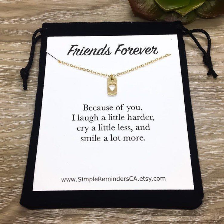 Tiny Heart Dog Tag Necklace, Friends Forever Necklace, Dainty Heart Jewelry, Friendship Necklace, Gift from Best Friend, Meaningful Gifts