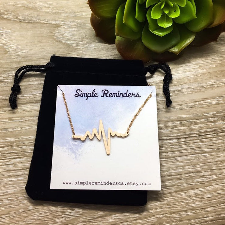 Heartbeat Necklace, Ups and Downs Were Worth It Card, Rose Gold, Silver, Gold