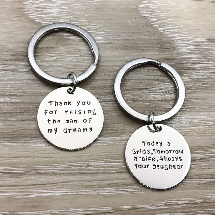 Mother of the Bride Gift, Thank You Mom Keychain, Gift from Daughter, Wedding Gift, Mother in Law Jewelry, Personalized Keychain