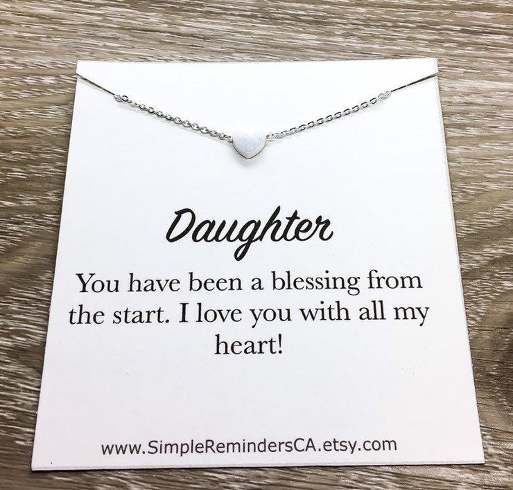 Daughter Necklace, Dainty Rose Gold Heart Pendant, Gift from Mother, Meaningful Jewelry, Daughter Gift from Mom