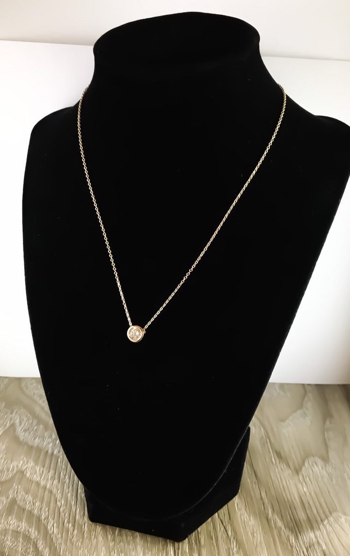 Mother's Day Gift, Dainty Rose Gold Crystal Pendant Necklace, Thank You Mom Gift from Daughter, Minimal Round Cubic Zirconia Necklace