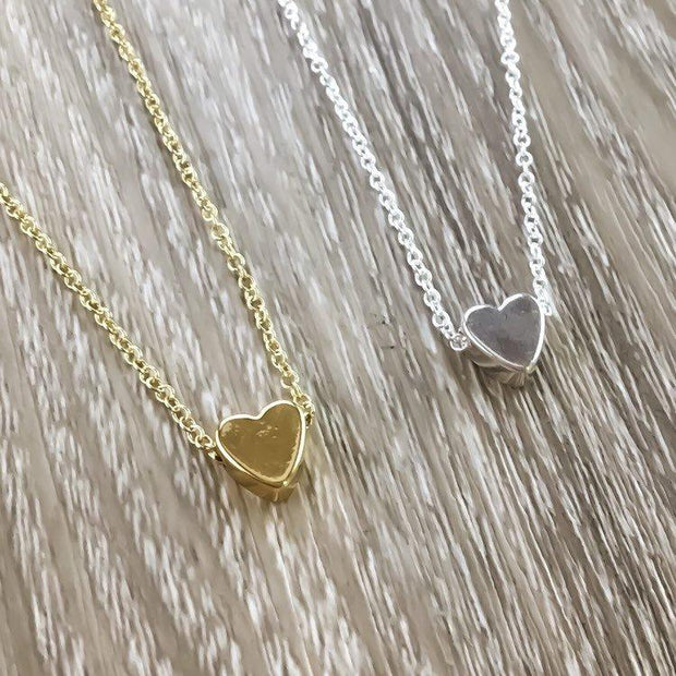 Grandmother Necklace, Gold Heart Pendant, Tiny Silver Heart Jewelry, Grandma Necklace, Gift from Grandchildren, Generations Jewelry