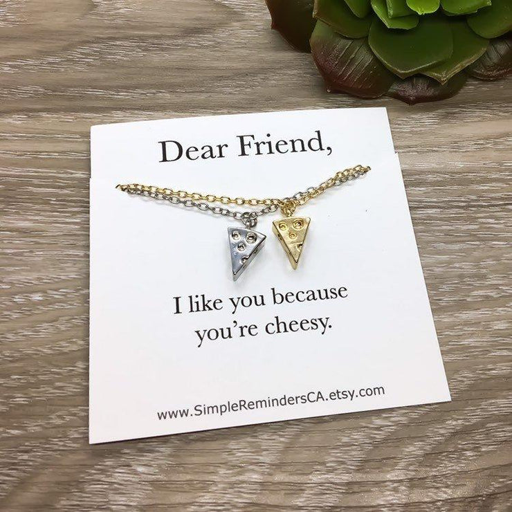 Pizza Necklace Silver, Friendship Necklace, Best Friend Gift, Gold Pizza Jewelry, Pizza Lover Gift, Cheesy Pizza Charm, BFF Gift, Birthday