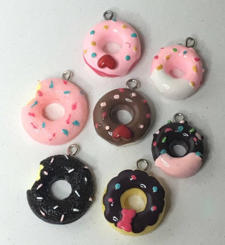 Miniature Donut Charm, Cabuchon, Resin