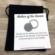 Mother of the Groom Gift, Thank You For Raising Keychain, Wedding Gift, Mother in Law Jewelry, Personalized Keychain