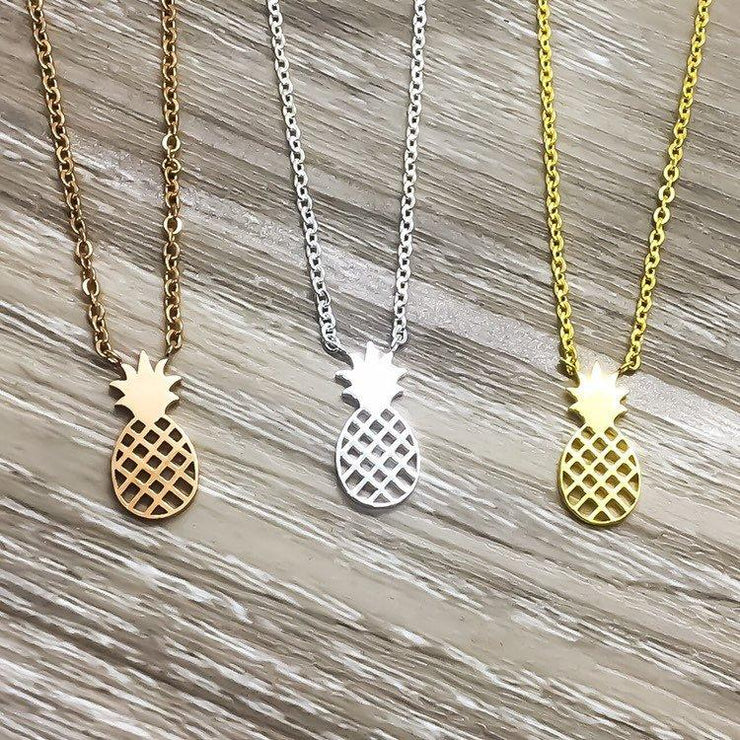 Tiny Pineapple Necklace, Dainty Rose Gold Jewelry, Pineapple Gifts, Tropical Gifts, Inspirational Necklace, Friendship Necklace