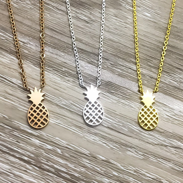 Tiny Pineapple Necklace with Inspirational Card, Dainty Jewelry, Be a Pineapple Gift, Foodie Gift, Friendship Necklace, Gift for Best Friend