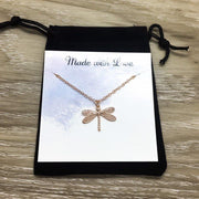 Dainty Dragonfly Necklace, Rose Gold Jewelry, Strength Gifts for Her, Meaningful Gift, Morivation Gift from Mom, Gift for Daughter, Survivor