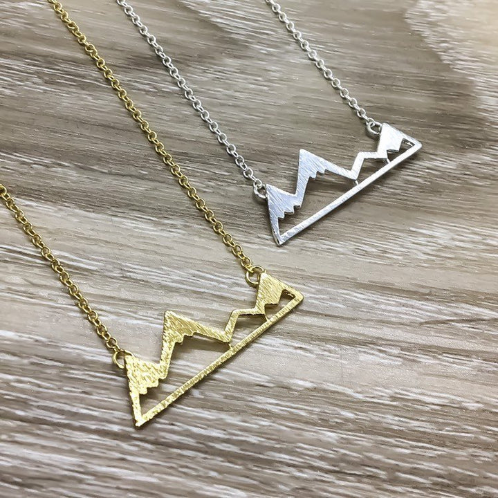 Snowy Mountain Necklace, Strength Gift, Mountain Range Jewelry, Graduation Gift, Motivational Necklace with Card, Outdoor Lover Gift