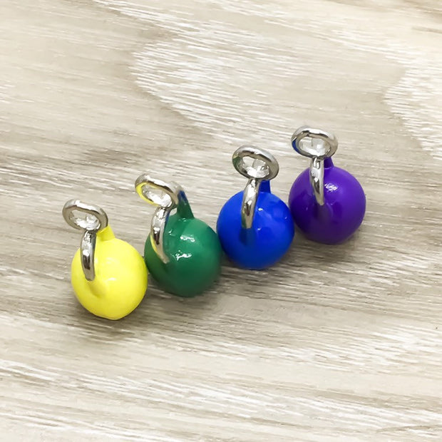 Kettlebell Charm, Yellow Purple Blue Green, Fitness Charms