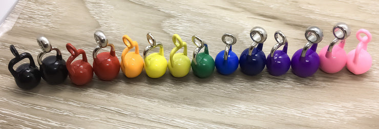 Rainbow Kettlebell Charms, Blue Yellow Green Purple Black Pink Fitness Jewelry, Personal Trainer Gift, Fitness Coach, Gym Jewelry, Crossfit