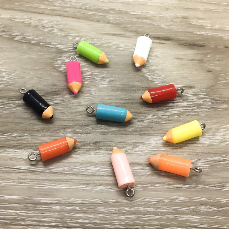 Colorful Pencil Crayons Charm, Cabuchon, Resin