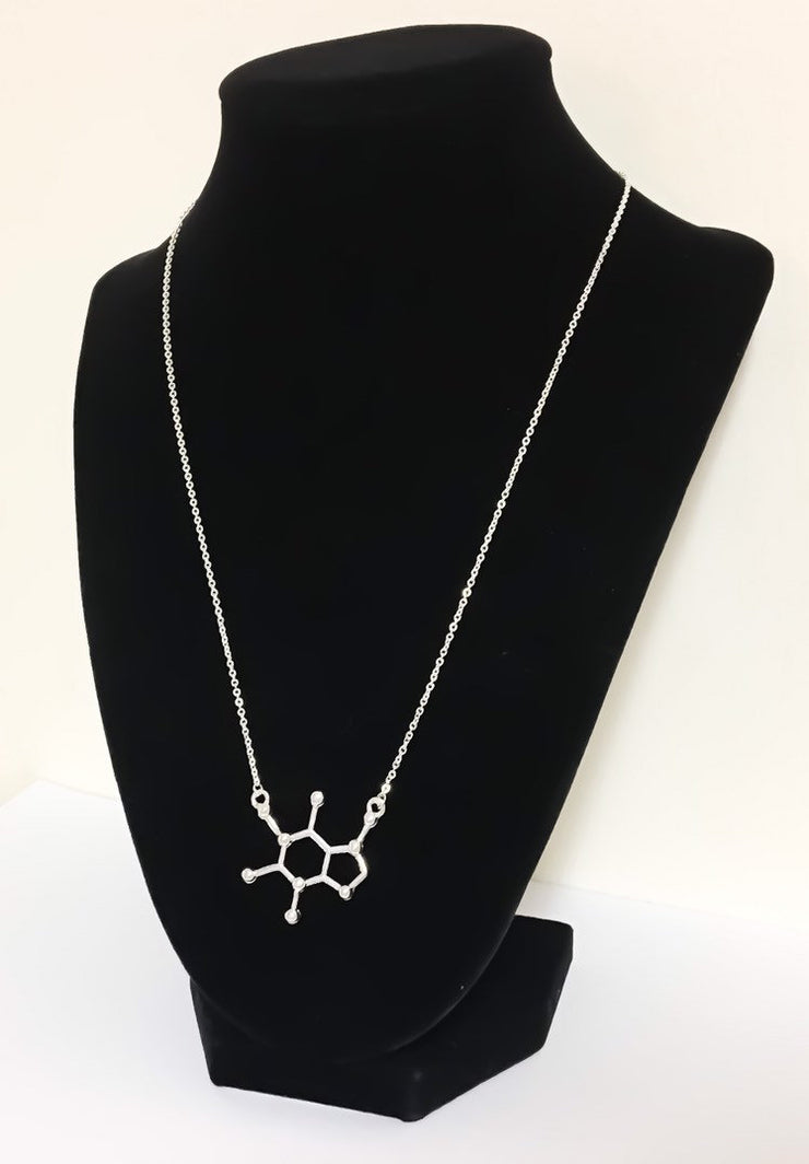 Caffeine Molecule Necklace, Powered By Caffeine, Caffeine Addict Gift, Molecular Jewelry, Coffee Gift, Coffee Jewelry, Motherhood Gift