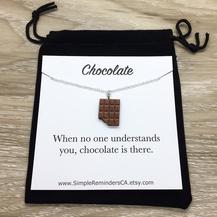 Chocolate Necklace, Friendship Gift, Chocoholic Necklace, Chocolate Therapy, Foodie Jewelry, Birthday Gift, BFF Gift