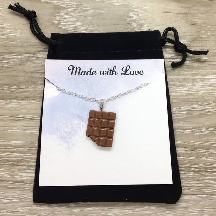 Chocolate Happiness Necklace, Foodie Jewelry, Friendship Gift for Her, Chocoholic Necklace, Cute Junk Food Gift, Birthday Gift