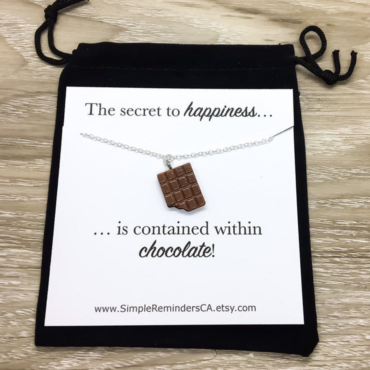 Chocolate Happiness Necklace, Foodie Jewelry, Friendship Gift for Her, Chocoholic Necklace, Cute Junk Food Gift, Birthday Gift