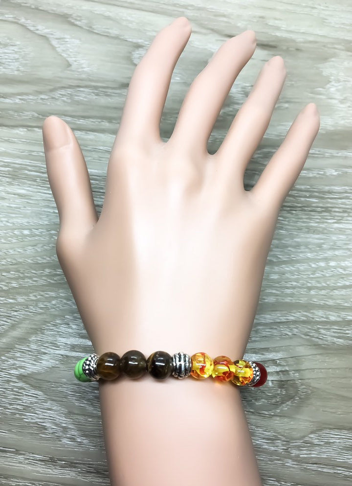 Chakra Balance Yoga Bracelet, Colorful Beaded Bracelet, 7 Chakra Jewelry, Elastic Bead Bracelet, Friendship Gift, Birthday Gift, Mindfulness