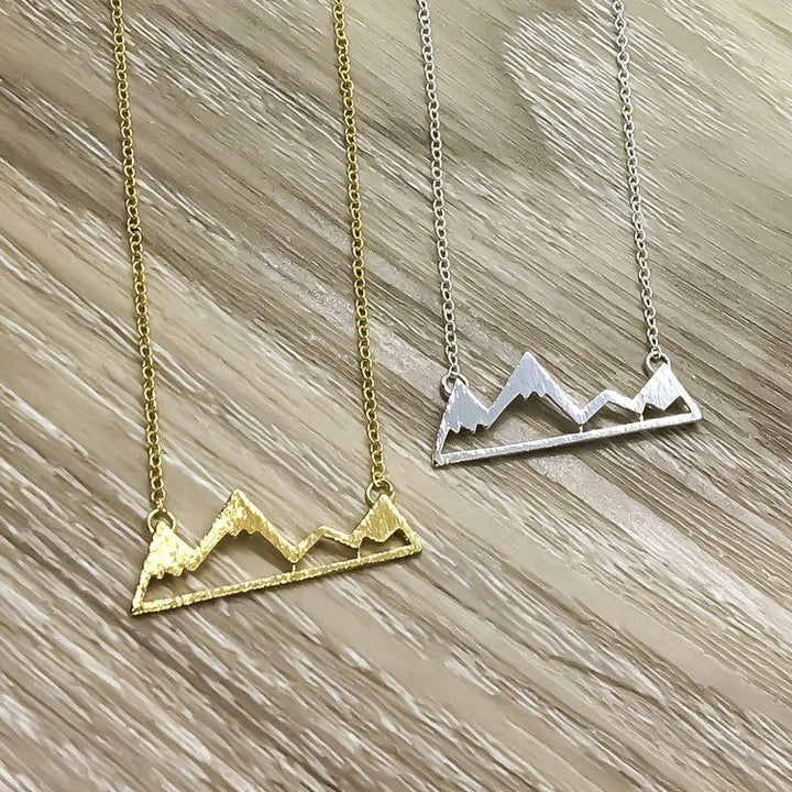 Snowy Mountain Necklace, Strength Gift, Mountain Range Jewelry, Graduation Gift, Motivational Necklace with Card, Outdoor Lover Gift