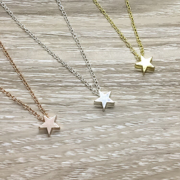 Tiny Gold Star Necklace, Friendship Necklace, Dainty Celestial Jewelry, Gift for BFF, Gift from Best Friend