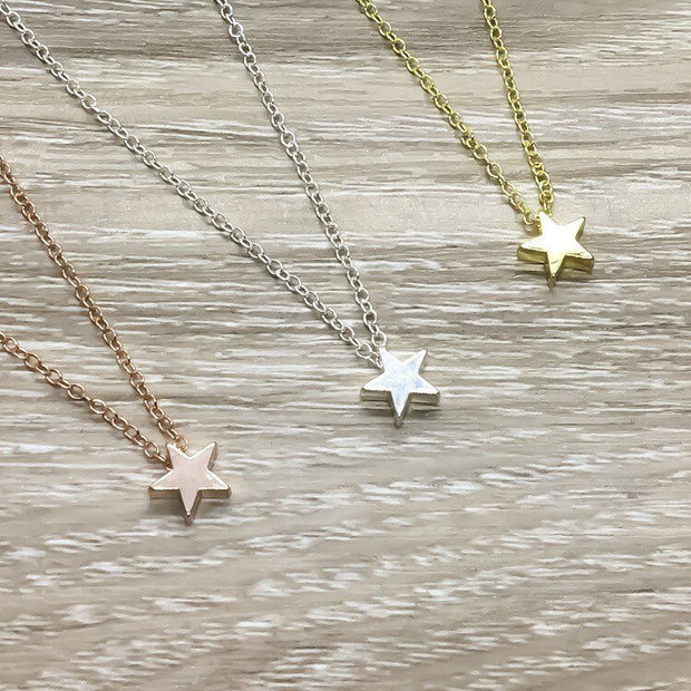 Rose Gold Star Necklace, Friendship Necklace, Dainty Celestial Jewelry, Gift for BFF, Gift from Best Friend