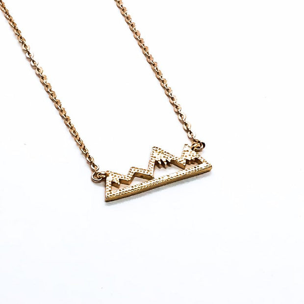 Tiny Mountain Range Necklace, Minimal Jewelry, Rose Gold Rock Climbing Necklace, Hiking Gift, Nature Lover Gift, Gift for Traveler, Sisters
