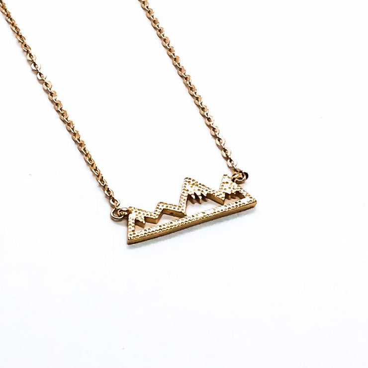 Tiny Mountain Range Necklace, Minimal Jewelry, Rose Gold Rock Climbing Necklace, Hiking Gift, Nature Lover Gift, Gift for Traveler, Sisters