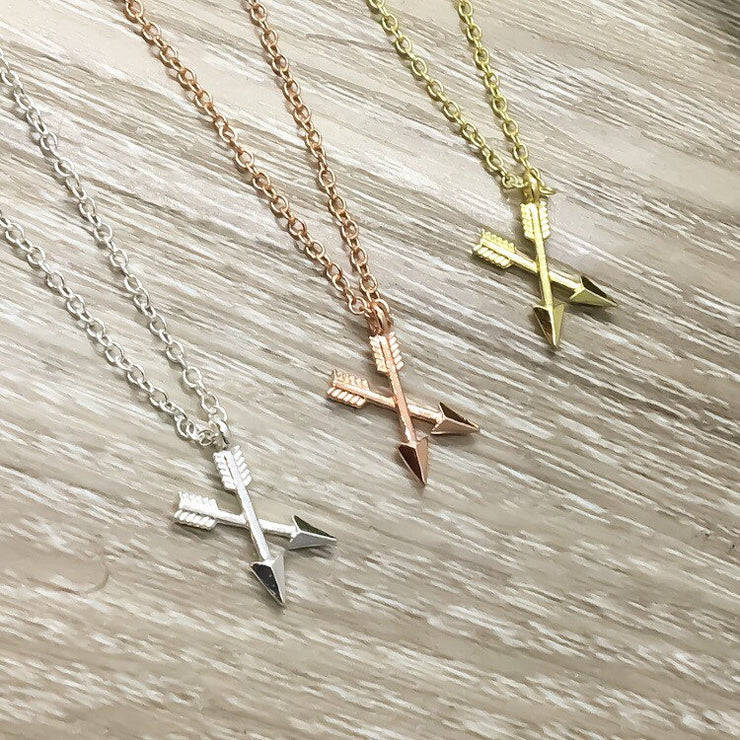 Tiny Crossing Arrows Necklace, Empowering Gift, Necklace for Women, Simple Reminder Gift, Friendship Gift, Arrow Jewelry, Birthday Gift