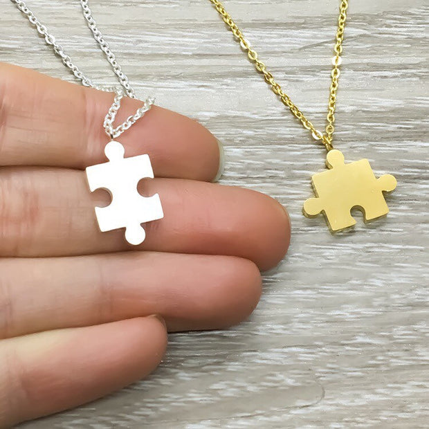 Interlocking Puzzle Necklaces, Matching Set for 2, True Friendship Card, Puzzle Piece Necklaces, Gift for Best Friend, Birthday Gift, Xmas