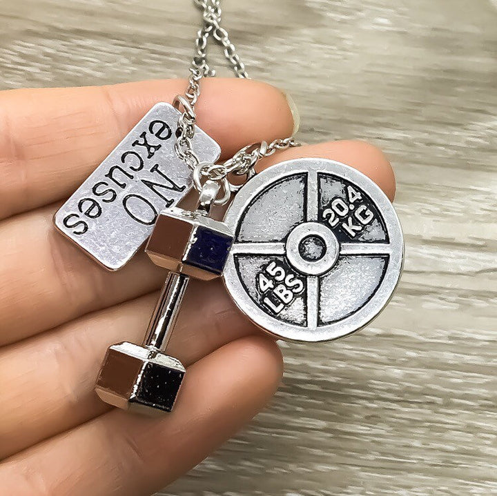 Collier de motivation fitness, Bijou haltère, Accessoires de sport, Cadeaux pour coachs, Cadeaux haltérophilie, Breloques fitness, Collier pour passionnés de gym