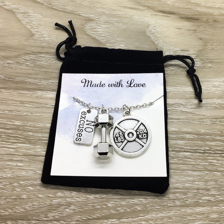 Collier de motivation fitness, Bijou haltère, Accessoires de sport, Cadeaux pour coachs, Cadeaux haltérophilie, Breloques fitness, Collier pour passionnés de gym