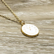 Clock Necklace, Minimalist Jewelry, Gold Pocket Watch Pendant, Artisan Necklace, Gift for Best Friend, Gift for Realtor, Every Day Necklace