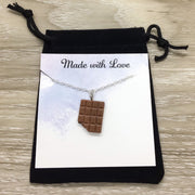 Chocolate Necklace, Foodie Jewelry, Chocoholic Gift, Chocolate Bar Charm, Gift for Mom, Gift for BFF, Gift for Daughter, Sweet Tooth Charm