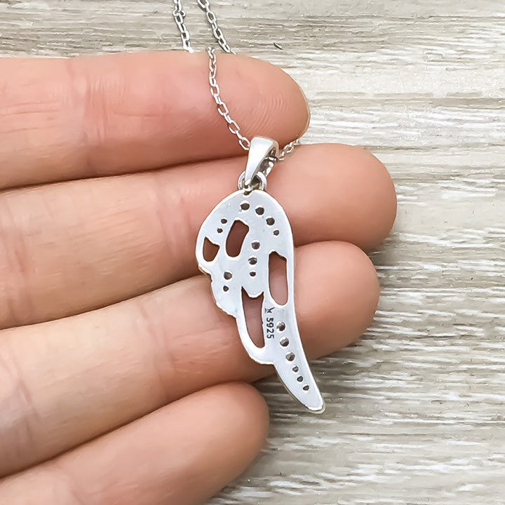 Single Wing Necklace, Sterling Silver Angel Pendant, Spiritual Jewelry, Grief Necklace, Remembrance Gift