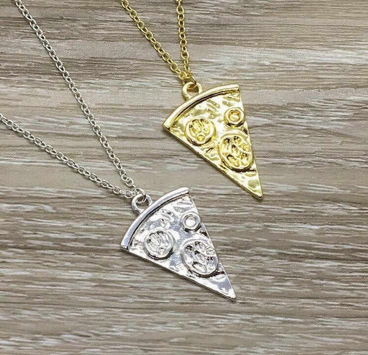 Pizza Slice Necklace, Pizza Lover Gift, Friendship Necklace, BFF Necklace, Funny Birthday Gift, Dainty Foodie Jewelry, Everyday Necklace