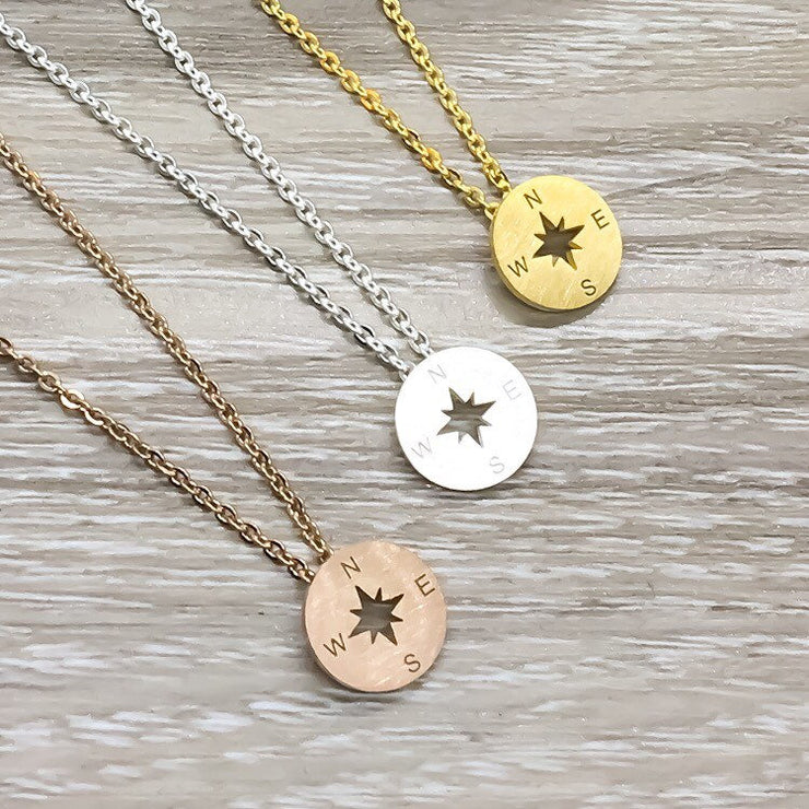 Rose Gold vermeil compass necklace - Genuine Sea Glass and personalize –  Beach Cove Jewelry